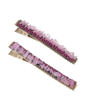 S/2 ΗAIR CLIPS WITH PINK SEQUINS